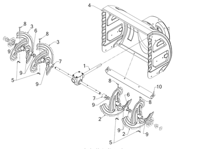Auger Housing Diagram and Parts List for 2X24-INCHHP (31AM5BSR710)(2016) Cub Cadet Snow Blower